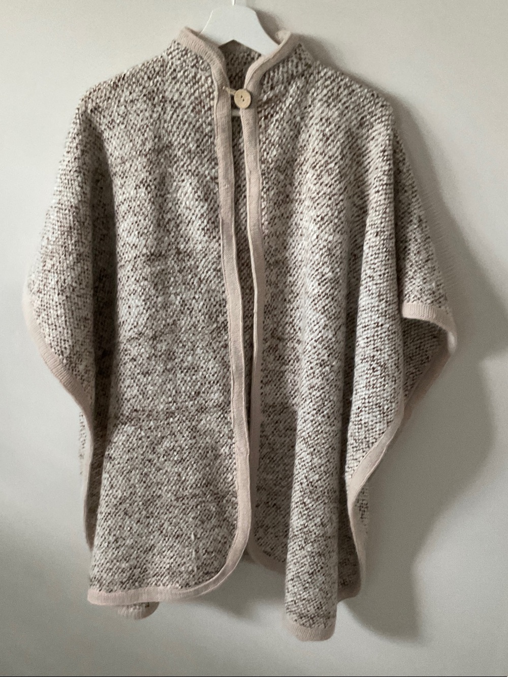 Women's Neutral Knit Poncho Sweater - Cream Taupe